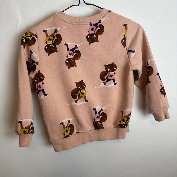 H&M Kids Crew Neck Powder Pink Printed (Squirrels) Sweatshirt | Size 5 -6 Y - Picture 5 of 9